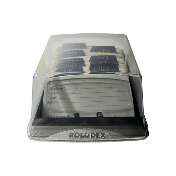 Vintage Rolodex S310C Petite Mini 5.5" Address Card File Tinted Lid 2x4 Cards - Picture 1 of 8